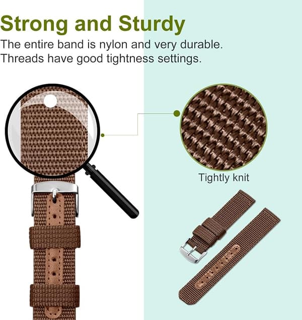 Nylon Armbånd Canvas Erstatningsrem Militær Hær Mænd Kvinder - 22mm Rustfrit Stål Sølv Spænde Armbånd