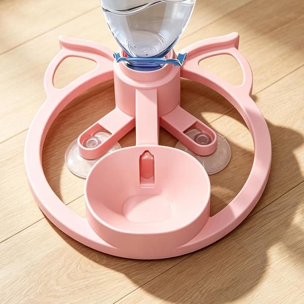 automatisk vannskål bærbar sugekoppmater rosa - Rosa