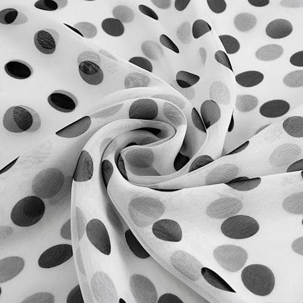 Blød blomstret tørklæde til kvinder chiffon gennemsigtigt tørklæde prikket - hvid sort
