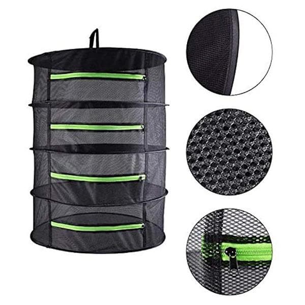 Piao 4/6-layer Drying Net for Plants, Foldable Net, Black Drying Net for Herbs with Zipper, Herb Dryer, Black
