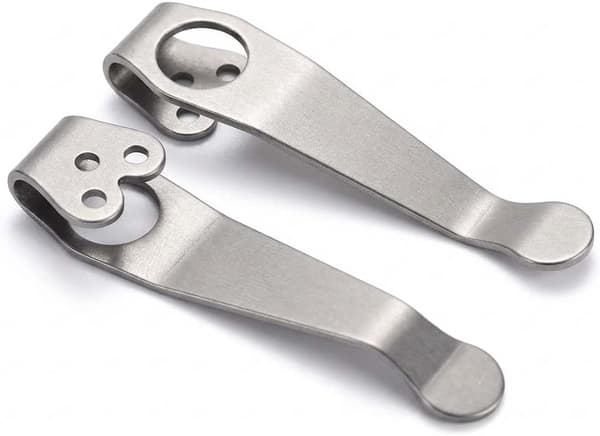 Titanium dyp bæreklips kompatibel med Spyderco Para 3 og Paramilitary 2 kniver - tilpassede steinvaskede skruer