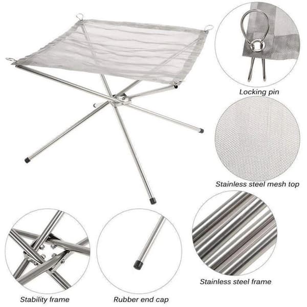 Kolgrill, bärbar hopfällbar grill, grillgaller, stående grill