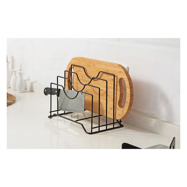 Sappable lockstöd 4 metallplatser för redskap, bräda, tallrik och disk (svart)