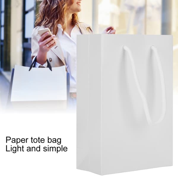 10 pcs Drawstring Paper Bags, Portable Crafts, Gift Handbag, Clothing Packaging Tools, White