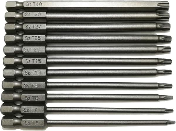 Skruetrækkerbits (11 dele), Skruetrækkerbitsæt, Lang Torx, skruetrækkersæt, Hollow Torx Bit sæt