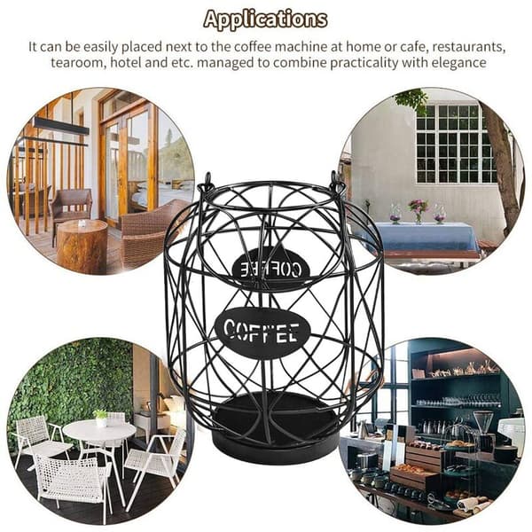 Coffee Capsule Storage Basket Cup Holder Mug Coffee Pod Holder Storage Organizer for Countertop Coffee Bar Black