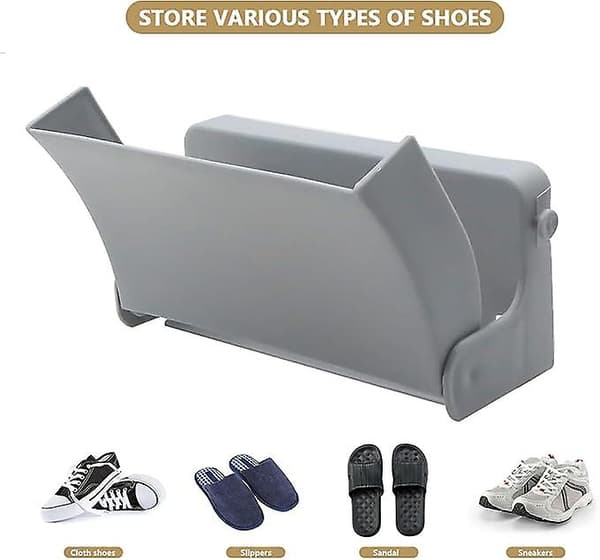Foldable Shoe Racks for Wall - Foldable Wall Mount Shoe Storage, No Drilling, Hallway and Hall Hanger, Save Space, Grey, 1 Piece