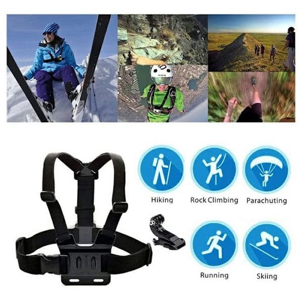 6-i-1 tilbehør til GoPro Hero med brystrem, mobilklemme, etc.