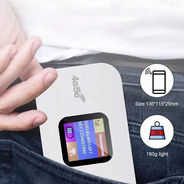 Bærbar Ulåst 4G LTE Trådløs WiFi Router Mobilt Bredbånd LCD MIFI Hotspot