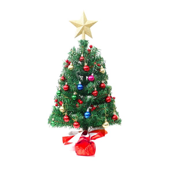 45 cm Mini juletre med dekorasjoner og LED-lys