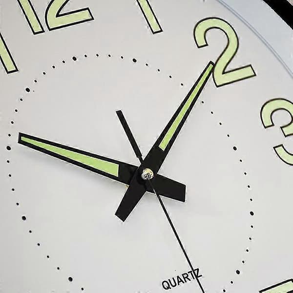 30 cm Itsevalaiseva Seinäkello Hiljainen Yövalolla Pimeässä Hohtava Pyöreä Kello, Olohuone [Db]