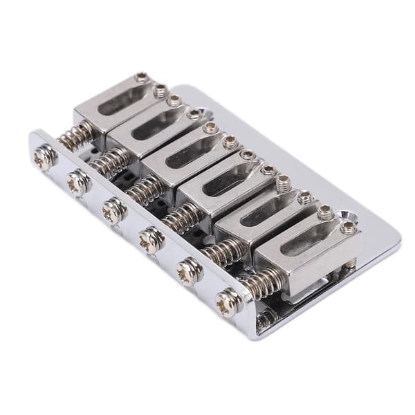 Guitar Bridge 6 Strings Top-Loading Design Adjustable Electric Instrument Replacement Parts Silver for M00877