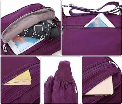 (S, Lila) Nylon Dameveske Vanntett Multi-Pocket M