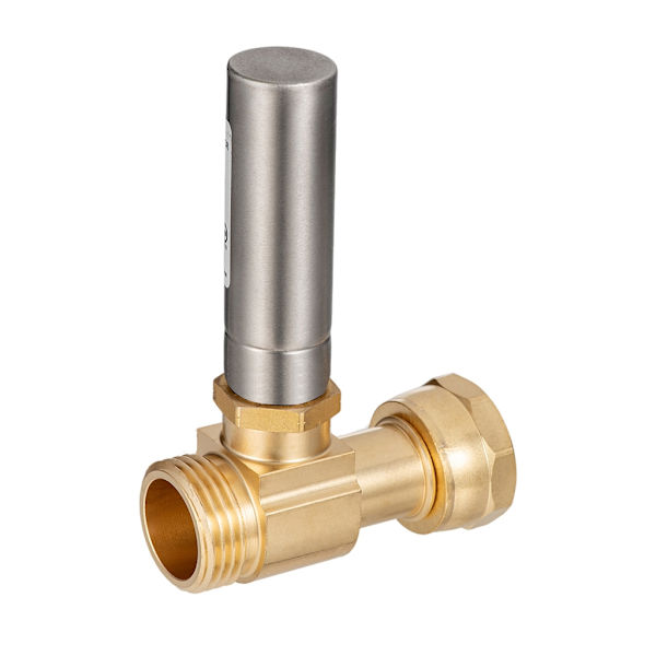 Robust brass water hammer arrestor with thread for quiet laundry room and space saving