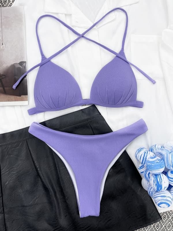 Dame 2-delt badedragtsæt (lilla - 32 - 34s) Klassisk Adjusta
