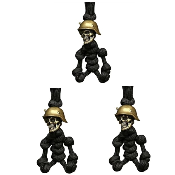 Soldat Paracord-avaimenperä, Luova Luuranko-sotilas Avaimenperä Matkatavaramerkki (musta, 3 kpl) (LG)
