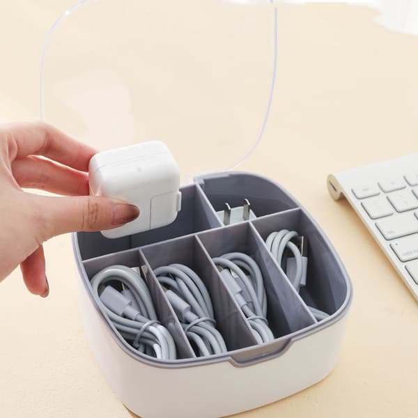 Multi Datakabel Förvaringslåda Dammtät med Transparent Lock för Skrivbordet Gray