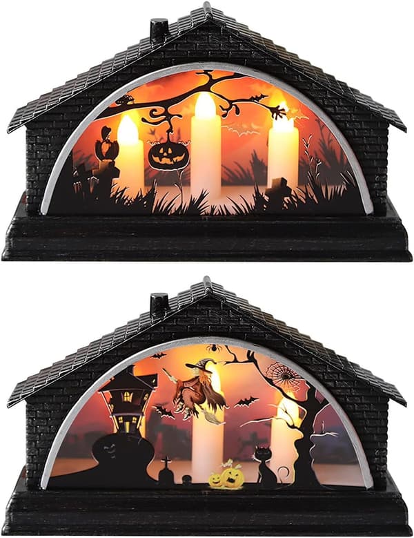 Halloween Nattljus Nattljus Hus Häxa Skräck Dekoration