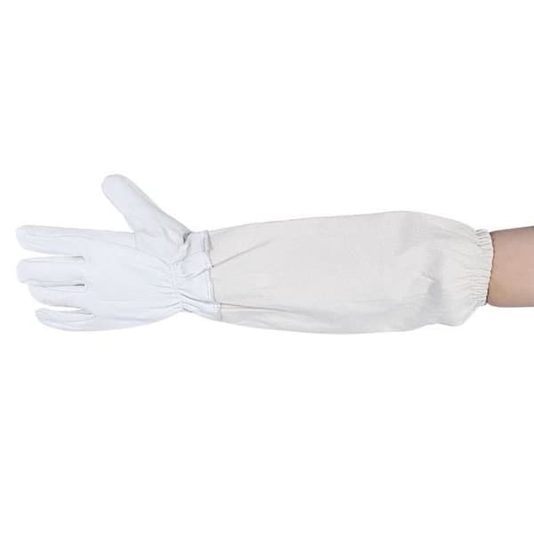 Protective Beekeeping Gloves - QIILU - Goat Leather - Long - Grey and White - Unisex