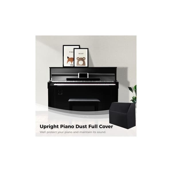 Upright Piano Protective Cover, Fully Dustproof Cover, Waterproof, Silver Coating, Black Oxford Fabric, Blocks Sunlight, Moisture, Dust
