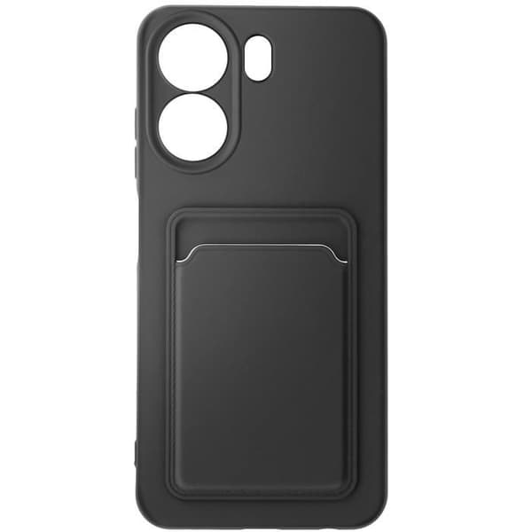 Etui til Xiaomi Redmi 13C med kortholder - Blødt, anti-fingeraftryk, sort Sort Svart