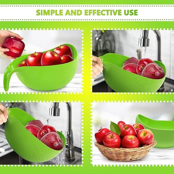 Electric Rice Filter Rice Cooker - Quinoa Filter with Handle Plastic Filter Pot with Handle - Vegetable Dishwasher Green