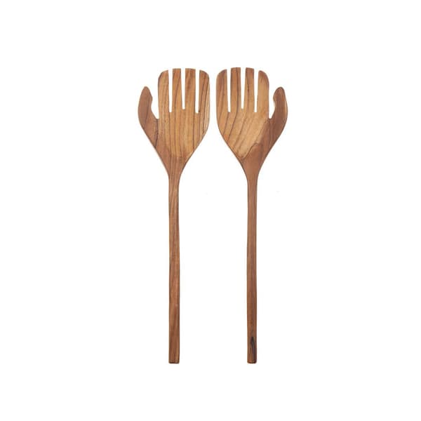 Salladsbestick Hand 30 cm trä Brun brown