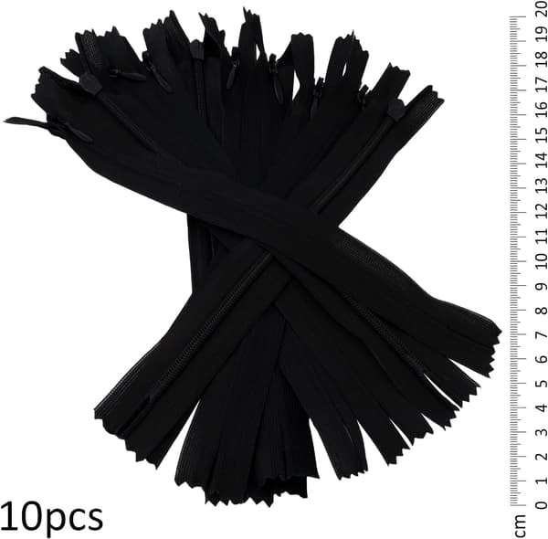 10-pack 25 cm osynliga, icke-delbara dragkedjor - Växelfäste