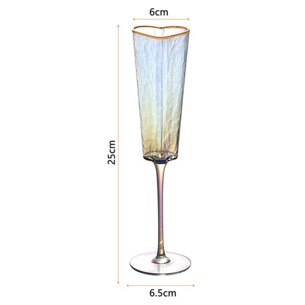 Gullkantede hjerteformede champagneglass, holdbart vinglass for bryllupsfest, 2 stk. 2pcs