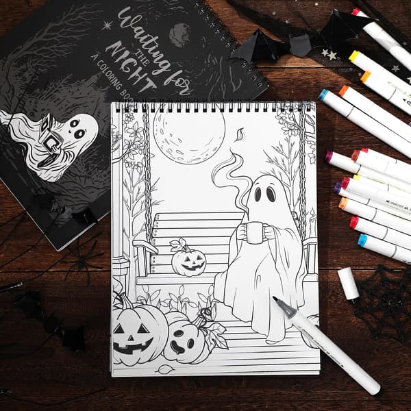 2 st Halloween Goth Målarbok Spiral Gotisk Natt Spöklik -