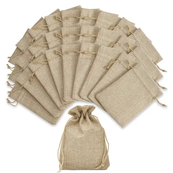 24-pack presentpåsar, jutesäckar, små 7 x 9 cm, juteväskor, tygpåsar, små linnepåsar, jutesäckar för smycken, bröllop, julfest-FA-