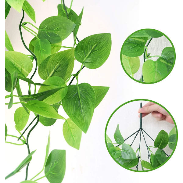 2-pack Artificial Hanging Plants with Baskets, Artificial Green Leaves I