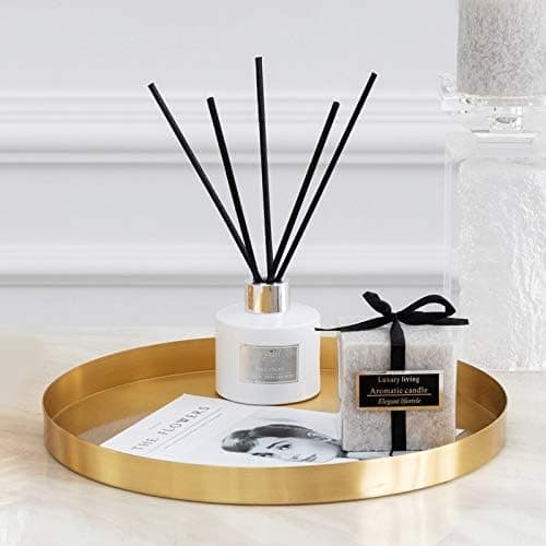 Guld Rund Serveringsbakke Rustfrit Stål Smykker og Makeup Organizer/Lysfad Dekorativ Bakke (30cm)