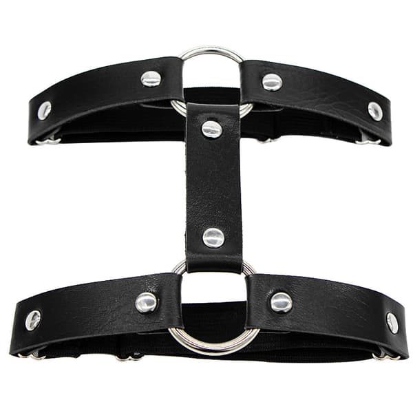 2 st Justerbara Rad Läder Benband Garter Bälte Punk Gothic