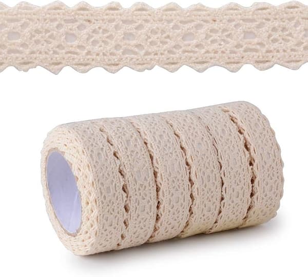 6 stk 30 m selvklebende bomullsstoff blondebånd vintage blomstret
