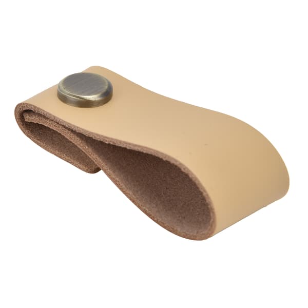 Faux Leather Luggage Handle Modern Simple Hole Hidden Cabinet Pull for Door Wardrobe Light Brown