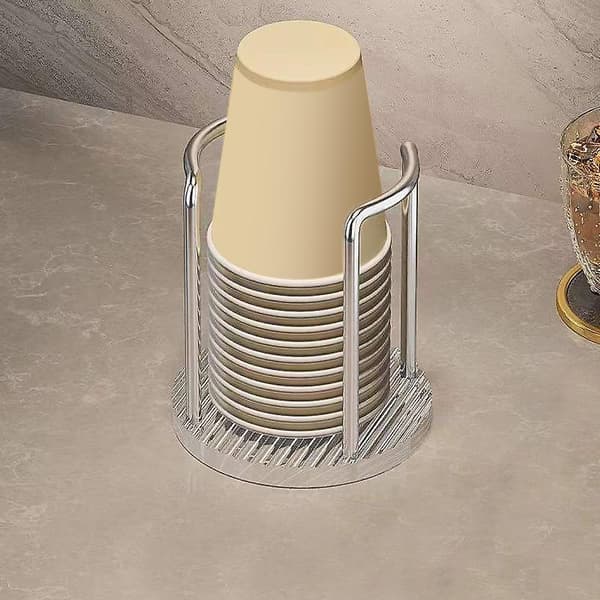 Disposable Cup Dispenser Holder Water Tea Cups Dispenser Rack Shelf (Gold)