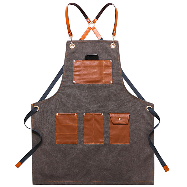 Forklæde arbejde cowboy frisør mælkebutik bagning blomstret restaurant arbejdstøj mænd og kvinder kunst (grå)
