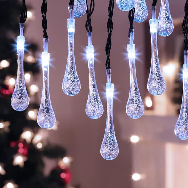 Utendørs solcellejuletrebelysning, kaldhvit, 30 LED, 6,5 m