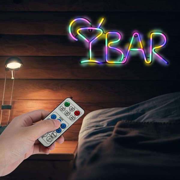 Farverig - LED Neon Bar Bogstaver Dekorativt Lysskilt