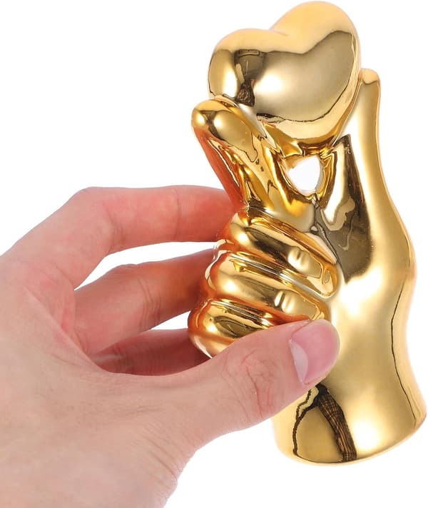 Keramisk håndskulptur Fingerstatue i gull til hjemmedekorasjon