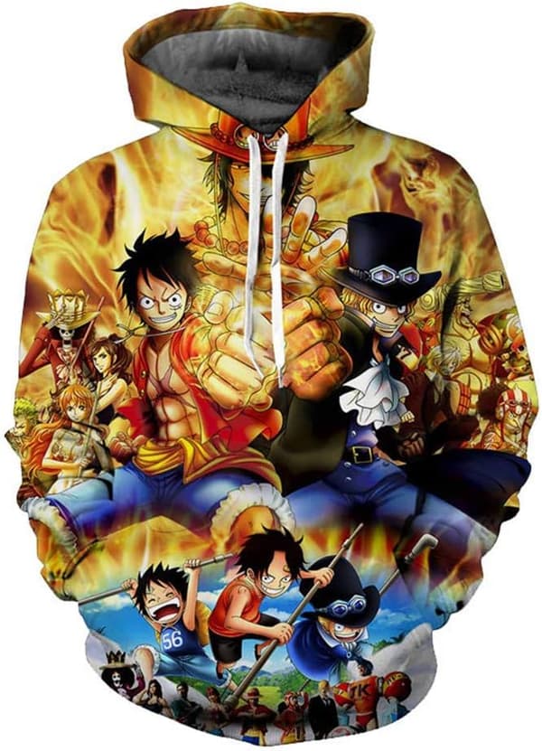 Cosplay 3D Anime Pullover Hettegenser Monkey D Luffy Halloween Unisex Voksen Manga Merch Genser Med Kengurulommer Medium