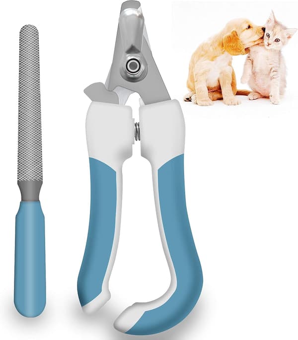 Blue Pet Nail Clippers with Safety Guard to Prevent Over-Cutting