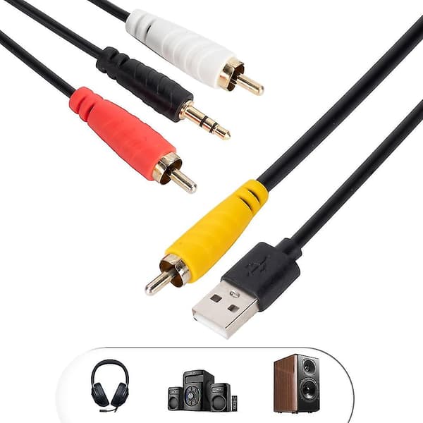 Digital SPDIF Koaksial til Analog RCA & 3,5 mm Aux Stereo Lydkabel til HDTV