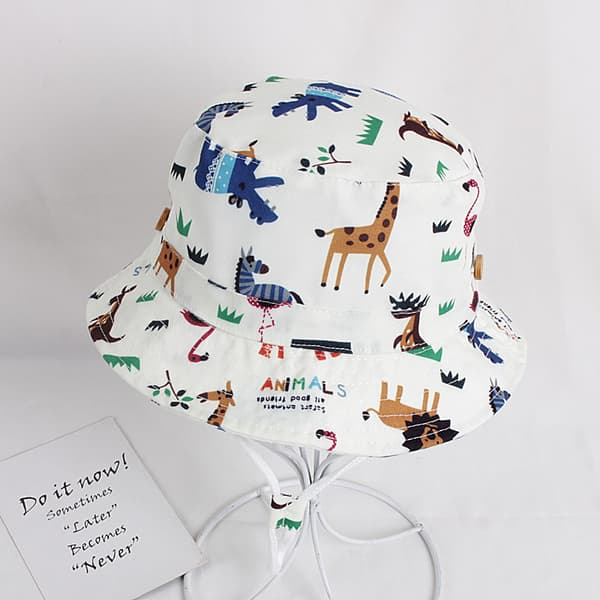 52cm - Barnhatt i bomull med djurtryck, UV-skyddande solhatt_tfrf