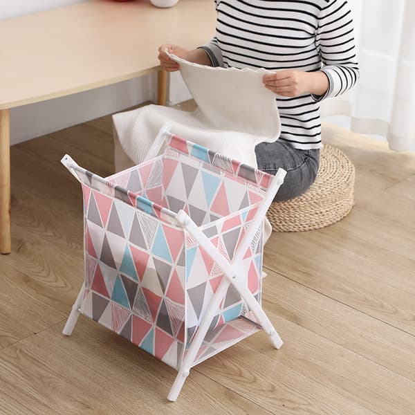 Foldable Portable Laundry Storage Basket Large Freestanding Clothes Hamper Storage for Home Checkered Checkered