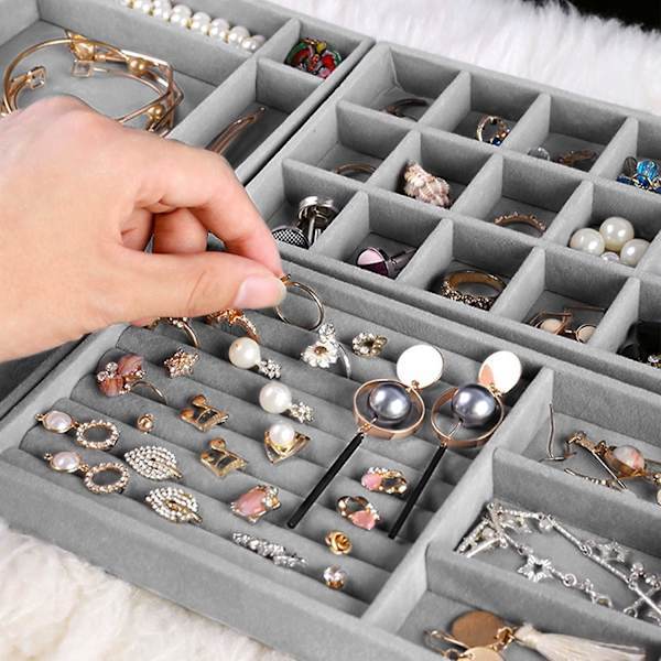 Jewelry Storage Set with 4 Drawers, Jewelry Tray, Stackable