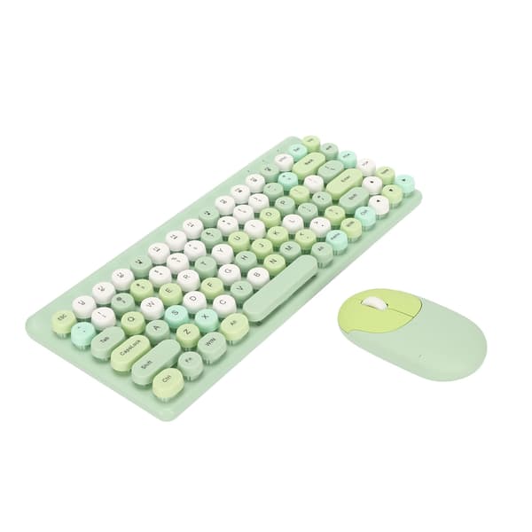 Wireless Keyboard and Mouse Combo 2.4GHz Wireless Mouse 86 Keys Colorful Keyboard Set with USB Receiver Green