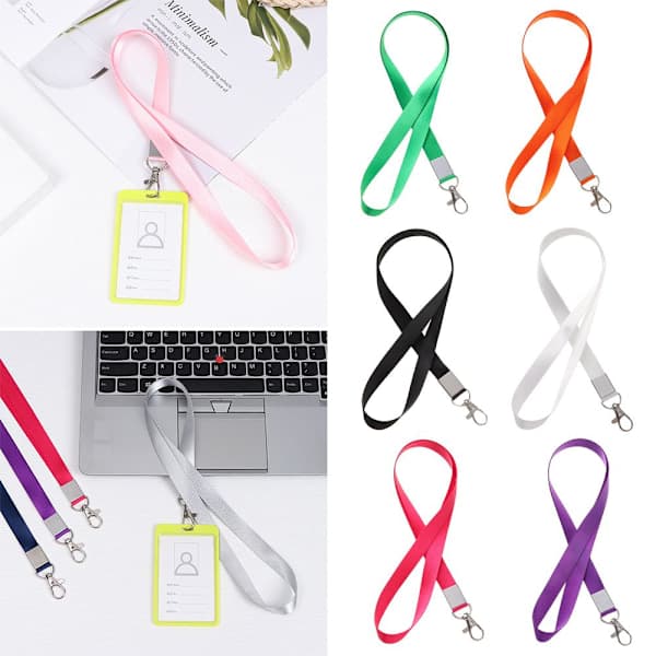 2 stk. Halskæde Lanyard ID-kortholder SORT - høj kvalitet h Sort Blue