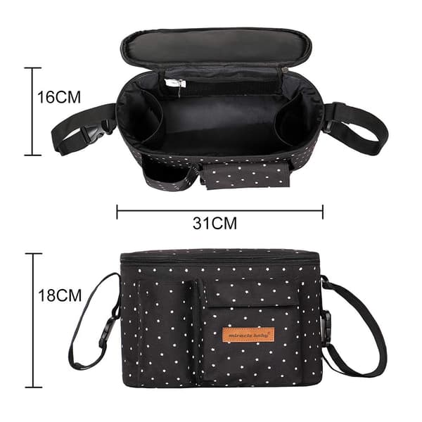 Barnevognsarrangør Barnevogn Buggy Taske Baby Universal Multifunktionel Opbevaringstaske (Grå stjerne)